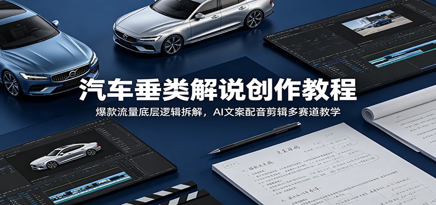 汽车垂类解说创作教程：爆款流量底层逻辑拆解，AI文案配音剪辑多赛道教学-dabaowz