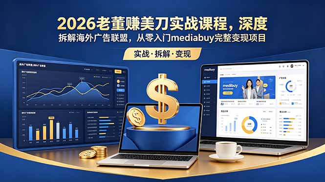 2026老董赚美刀实战课程，深度拆解海外广告联盟，从零入门mediabuy完整变现项目-dabaowz