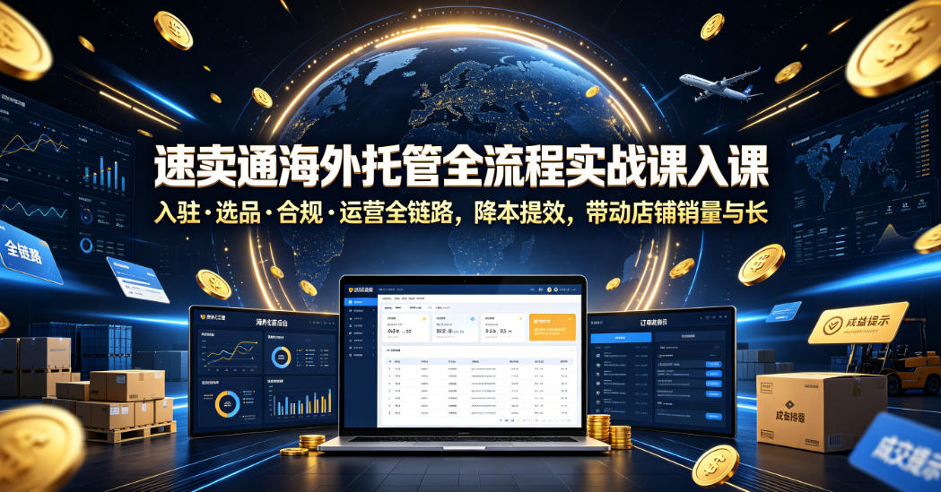 速卖通海外托管全流程实战课入驻・选品・合规・运营全链路，降本提效，带动店铺销量与收益增长-dabaowz