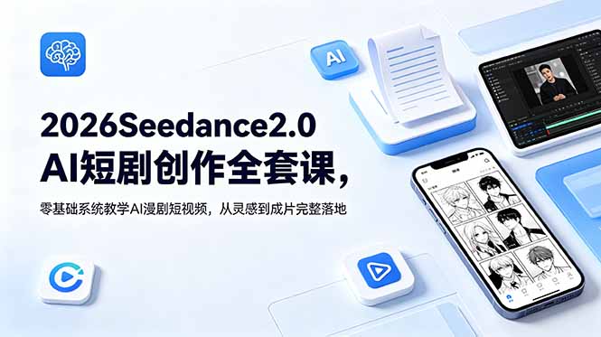 2026Seedance2.0AI短剧创作全套课，零基础系统教学AI漫剧短视频，从灵感到成片完整落地-dabaowz