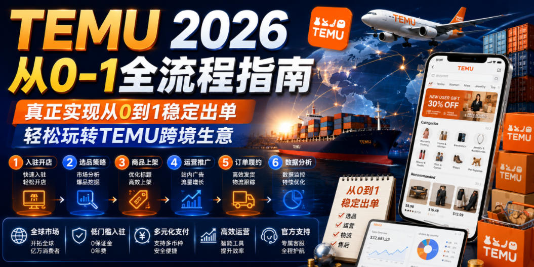 TEMU 2026从0-1全流程指南，真正实现从0到1稳定出单，轻松玩转TEMU跨境生意-dabaowz