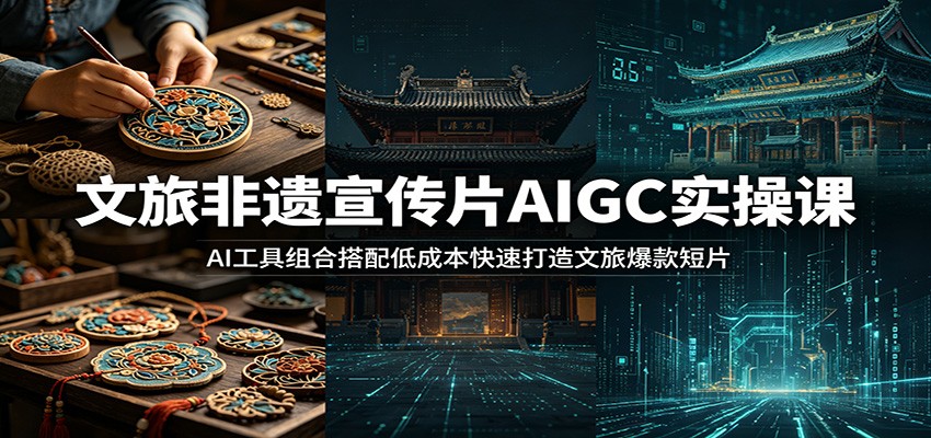 文旅非遗宣传片AIGC实操课：AI工具组合搭配低成本快速打造文旅爆款短片-dabaowz