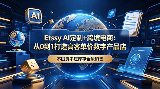 Etsy AI定制+跨境电商：从0到1打造高客单价数字产品店，不囤货不压库存全球销售-dabaowz