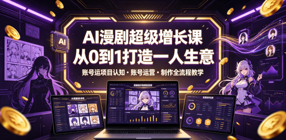 AI漫剧超级增长课，从0到1打造一人生意，项目认知・账号运营・制作全流程教学-dabaowz