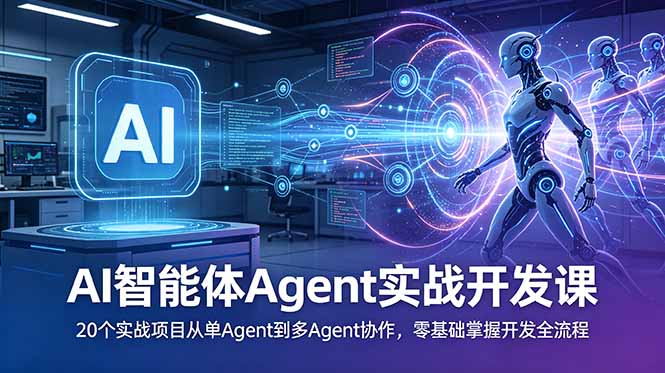 AI智能体Agent实战开发课：20个实战项目从单Agent到多Agent协作，零基础掌握开发全流程-dabaowz