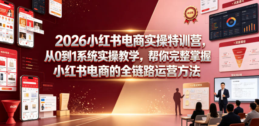 2026小红书电商实操特训营，从0到1系统实操教学，帮你完整掌握小红书电商的全链路运营方法-dabaowz