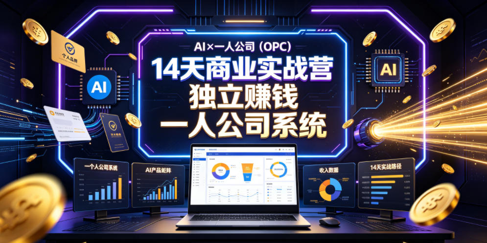 AI×一人公司(OPC)14天商业实战营，用AI帮你搭建一个属于你自己的、能独立賺钱的一人公司系统-dabaowz