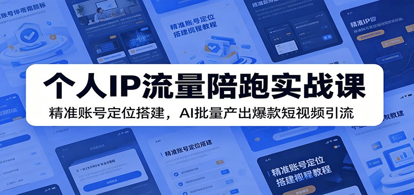 个人IP流量陪跑实战课：精准账号定位搭建，AI批量产出爆款短视频引流-dabaowz
