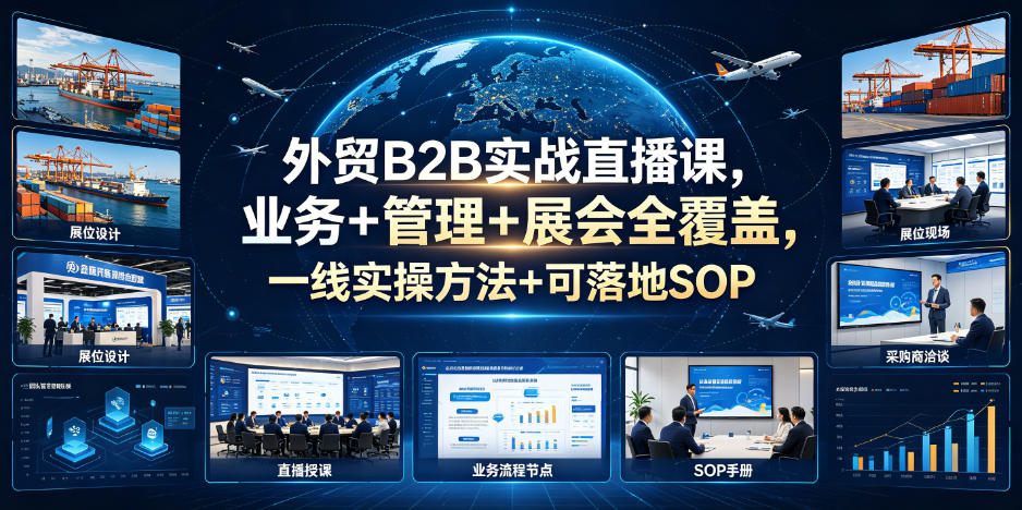 外贸B2B实战直播课，业务+管理+展会全覆盖，一线实操方法+可落地SOP-dabaowz