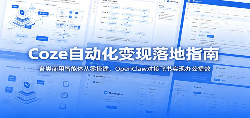 Coze自动化变现落地指南：各类商用智能体从零搭建，OpenClaw对接飞书实现办公提效-dabaowz