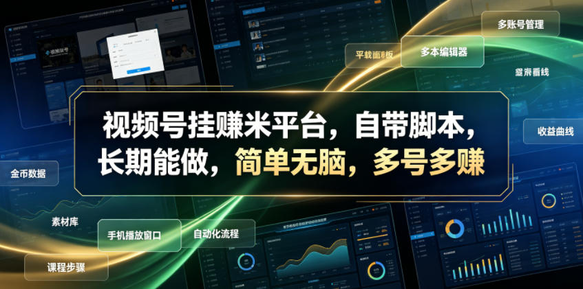 视频号挂賺米平台,自带脚本,长期能做,简单无脑,多号多賺【揭秘】-dabaowz