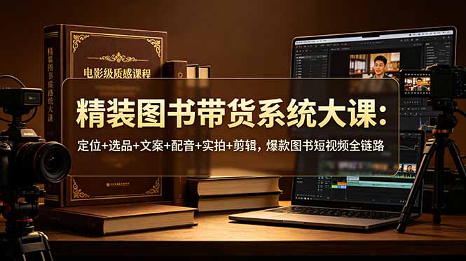 精装图书带货系统大课：定位+选品+文案+配音+实拍+剪辑，爆款图书短视频全链路-dabaowz