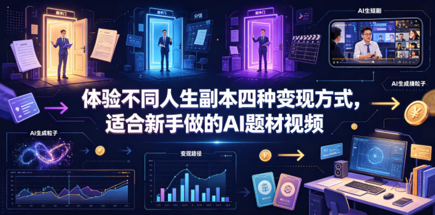 体验不同人生副本四种变现方式，适合新手做的AI题材视频-dabaowz
