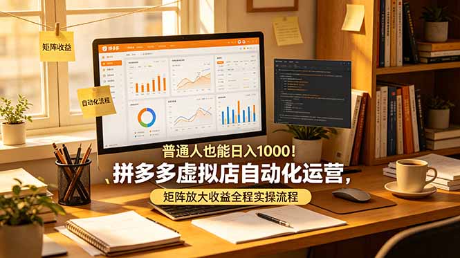 普通人也能日入 1000！拼多多虚拟店自动化运营，矩阵放大收益全程实操流程-dabaowz