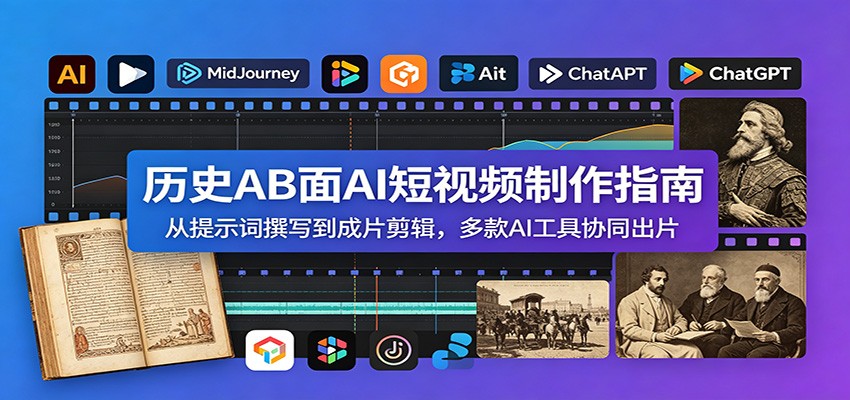 历史AB面AI短视频制作指南：从提示词撰写到成片剪辑，多款AI工具协同出片-dabaowz