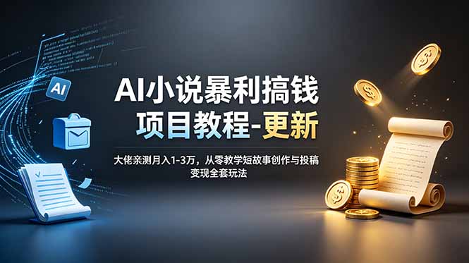 AI小说暴利搞钱项目教程-更新,大佬亲测月入1-3万,从零教学短故事创作与投稿变现全套玩法-dabaowz