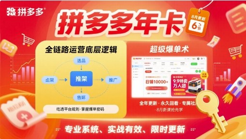 拼多多年卡，拼多多全链路运营底层逻辑，超级爆单术【更新26年6月】-dabaowz