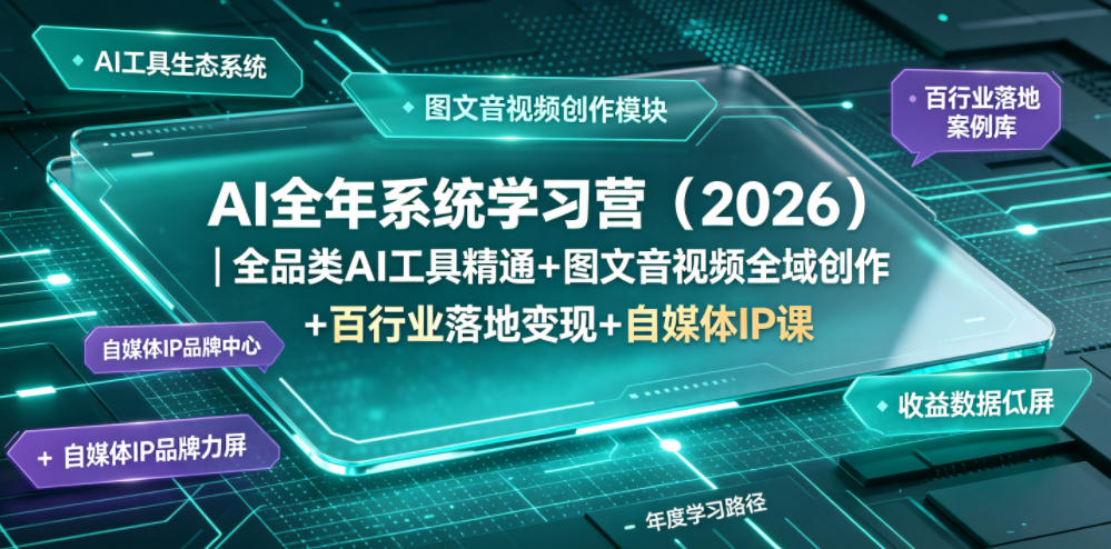 AI全年系统学习营(2026)｜全品类AI工具精通+图文音视频全域创作+百行业落地变现+自媒体IP打造年度进阶大课-dabaowz