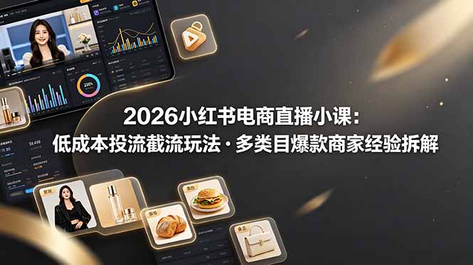 2026小红书电商直播小课，低成本投流截流玩法，多类目爆款商家经验完整拆解教学-dabaowz