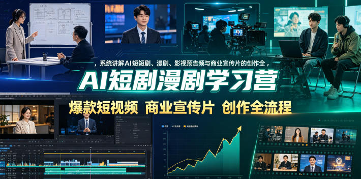 AI短剧漫剧学习营，系统讲解AI短剧、漫剧、影视预告片、爆款短视频与商业宣传片的创作全流程-dabaowz