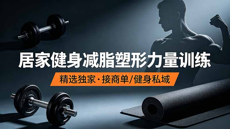 抖音健身热门短视频教学：居家健身减脂塑形力量训练，精选独家，接商单或者健身私域-dabaowz