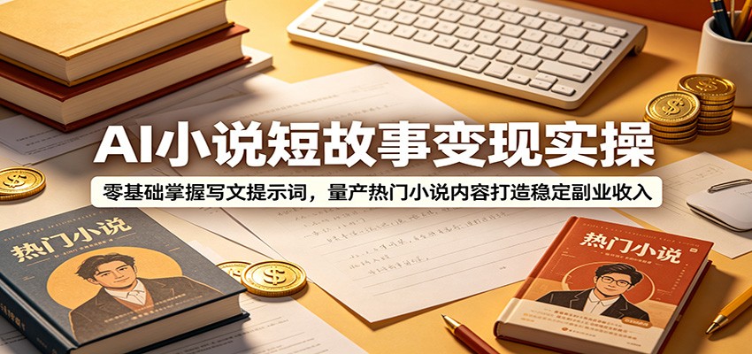 AI小说短故事变现实操：零基础掌握写文提示词，量产热门小说内容打造稳定副业收入-dabaowz