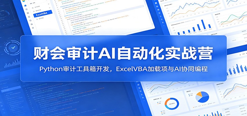 财会审计AI自动化实战营：Python审计工具箱开发，ExcelVBA加载项与AI协同编程-dabaowz