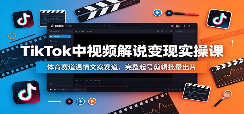 TikTok中视频解说变现实操课：体育赛道温情文案赛道，完整起号剪辑批量出片-dabaowz