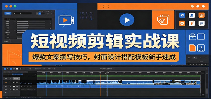 短视频剪辑实战课：爆款文案撰写技巧，封面设计搭配模板新手速成-dabaowz
