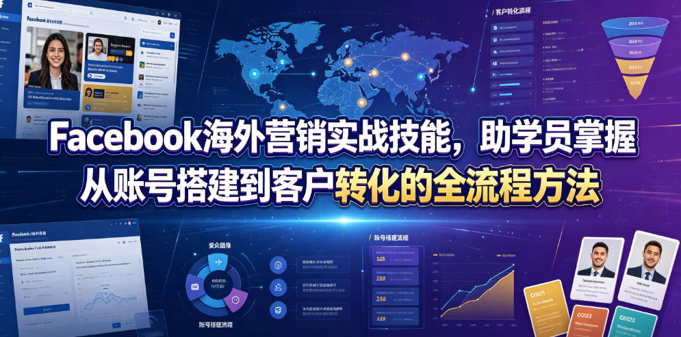 Facebook海外营销实战技能，助学员掌握从账号搭建到客户转化的全流程方法-dabaowz