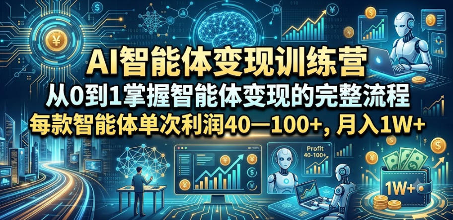 AI智能体变现训练营，从0到1掌握智能体变现的完整流程，每款智能体单次利润40—100+，月入1W+-dabaowz