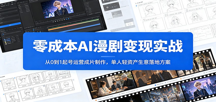 零成本AI漫剧变现实战：从0到1起号运营成片制作，单人轻资产生意落地方案-dabaowz