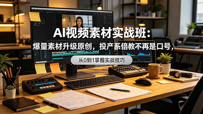 AI视频素材实战班：爆量素材升级原创，投产翻倍不再是口号，0-1系统教学实战落地-dabaowz