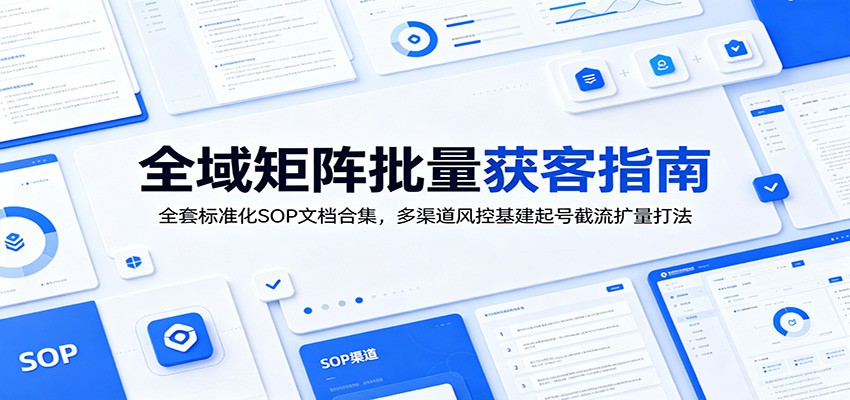 全域矩阵批量获客指南：全套标准化SOP文档合集，多渠道风控基建起号截流扩量打法-dabaowz