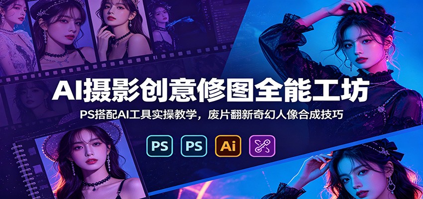 AI摄影创意修图全能工坊：PS搭配AI工具实操教学，废片翻新奇幻人像合成技巧-dabaowz