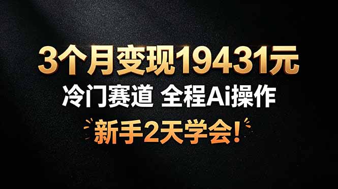 3个月变现19431元，冷门赛道 全程Ai操作，新手2天学会！-dabaowz