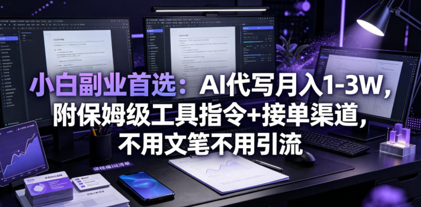 小白副业首选：AI代写月入1-3W，附保姆级工具指令+接单渠道，不用文笔不用引流【揭秘】-dabaowz
