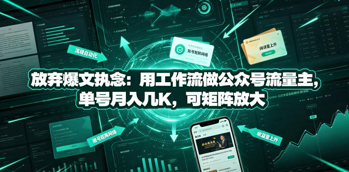 放弃爆文执念：用工作流做公众号流量主，单号月入几K，可矩阵放大-dabaowz