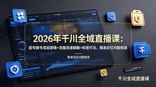 2026年千川全域直播课：起号稳号底层逻辑+流量流速破解+标签打法，精准定位问题根源-dabaowz