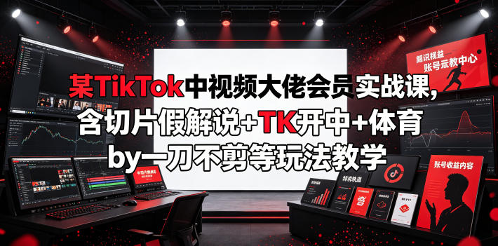 某TikTok中视频大佬会员实战课，含切片假解说+TK开中+体育by一刀不剪等玩法教学-dabaowz