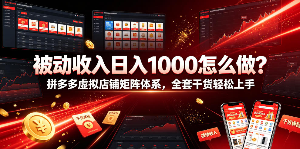被动收入日入1000怎么做？拼多多虚拟店铺矩阵体系，全套干货轻松上手【揭秘】-dabaowz