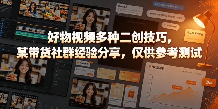好物视频多种二创技巧，某带货社群经验分享，仅供参考测试-dabaowz