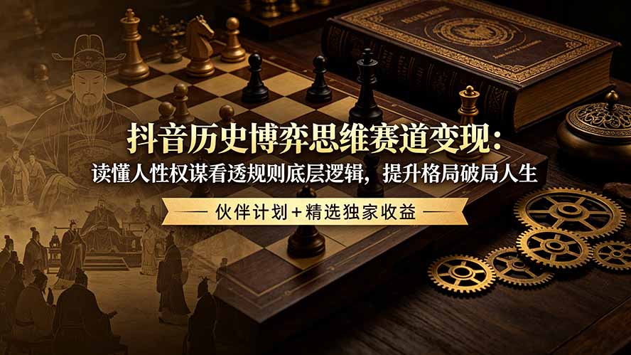 抖音历史博弈思维赛道变现：读懂人性权谋看透规则底层逻辑，提升格局破局人生，伙伴计划+精选独家收益-dabaowz