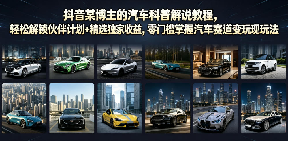 抖音某博主的汽车科普解说教程，轻松解锁伙伴计划+精选独家收益，零门槛掌握汽车赛道变现玩法-dabaowz