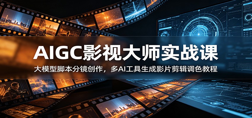 AIGC影视大师实战课：大模型脚本分镜创作，多AI工具生成影片剪辑调色教程-dabaowz