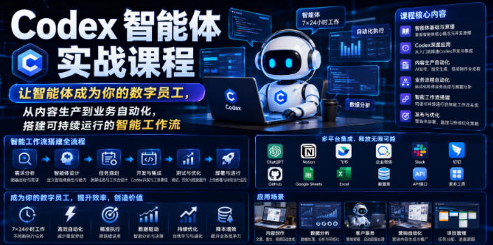 Codex智能体实战课程，让智能体成为你的数字员工，从内容生产到业务自动化，搭建可持续运行的智能工作流-dabaowz