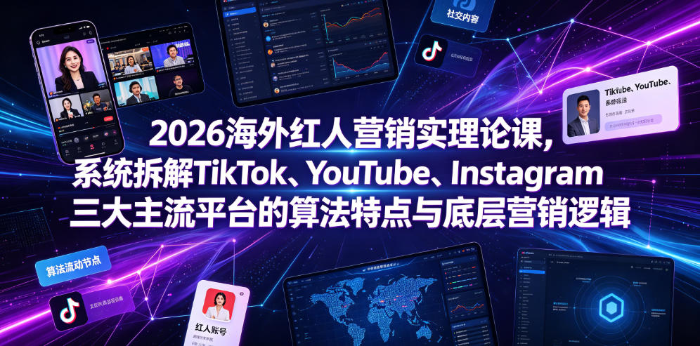 2026海外红人营销实理论课，系统拆解TikTok、YouTube、Instagram三大主流平台的算法特点与底层营销逻辑-dabaowz