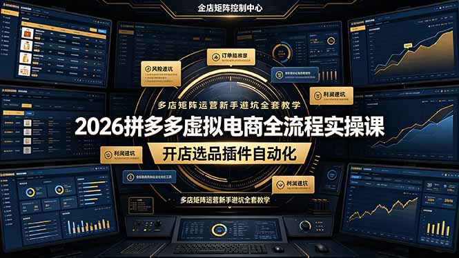 2026拼多多虚拟电商全流程实操课，开店选品插件自动化，多店矩阵运营新手避坑全套教学-dabaowz