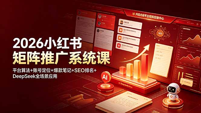 2026小红书矩阵推广系统课:平台算法+账号定位+爆款笔记+SEO排名+DeepSeek全场景应用-dabaowz