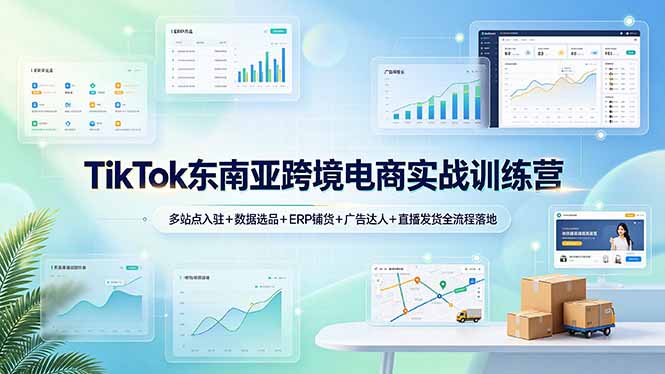 TikTok东南亚跨境电商实战训练营：多站点入驻+数据选品+ERP铺货+广告达人+直播发货全流程落地-dabaowz
